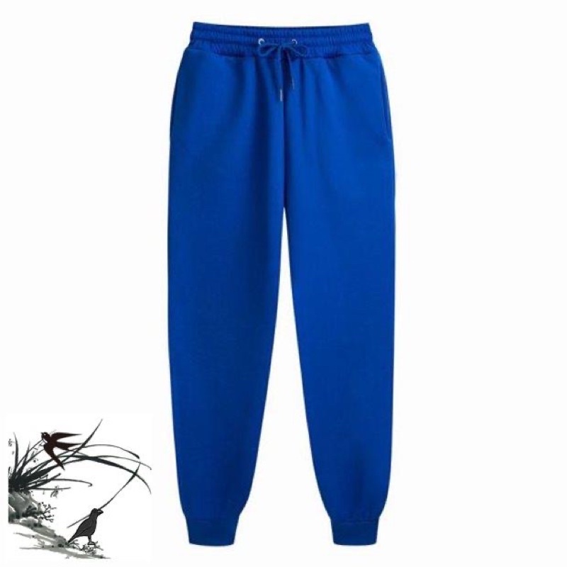 Unisex Plain Cotton Jogger Pants Makapal Tela with zippers | Shopee ...