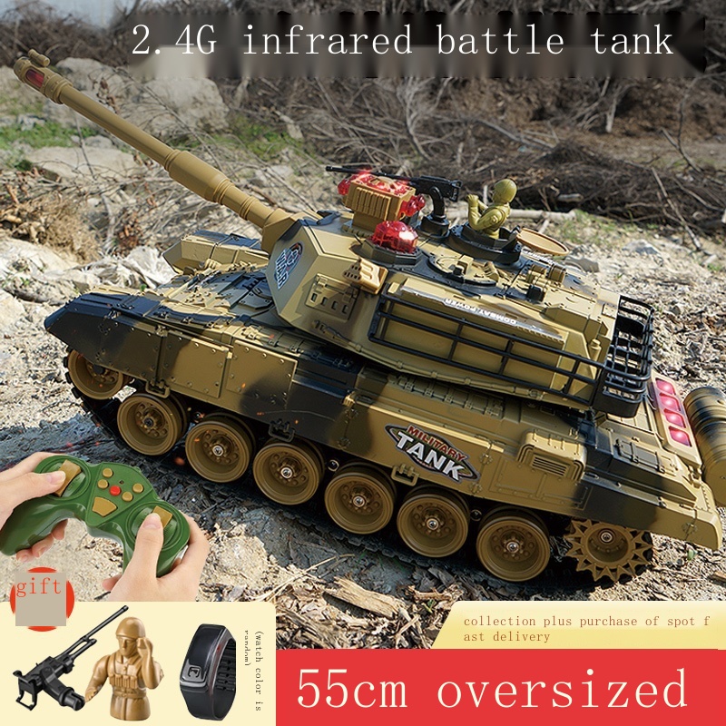 Oversized remote control tank can launch battle model rechargeable ...