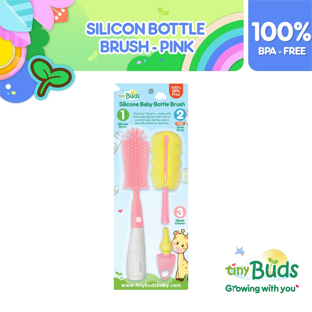 Tiny Buds Silicone Baby Bottle Brush Set - Blue - Babymama