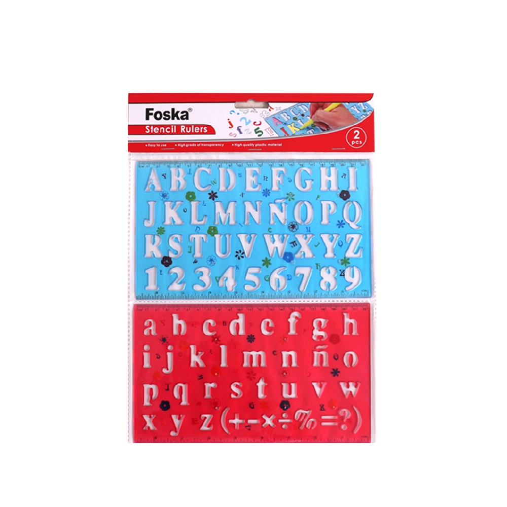 Letter Plate Alphabet Ruler Board ABC Print Small-Large Set Of 2 FOSKA ...