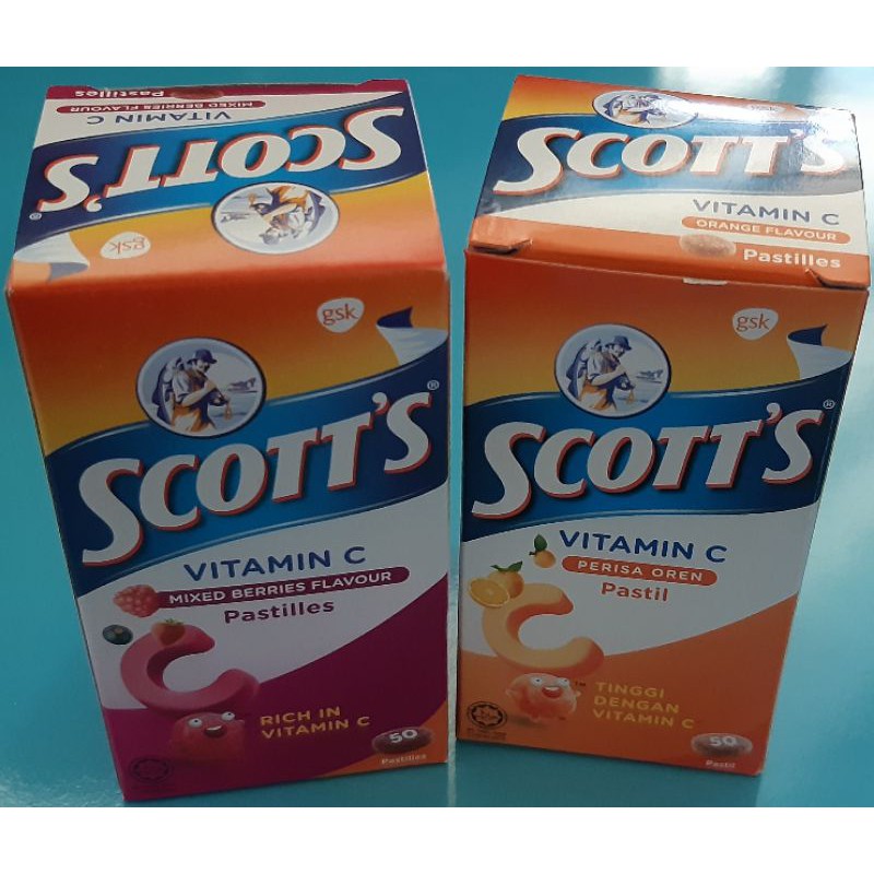 SCOTT'S Vitamin C Pastilles Orange/ Mixed Berries 2g×50 | Shopee ...