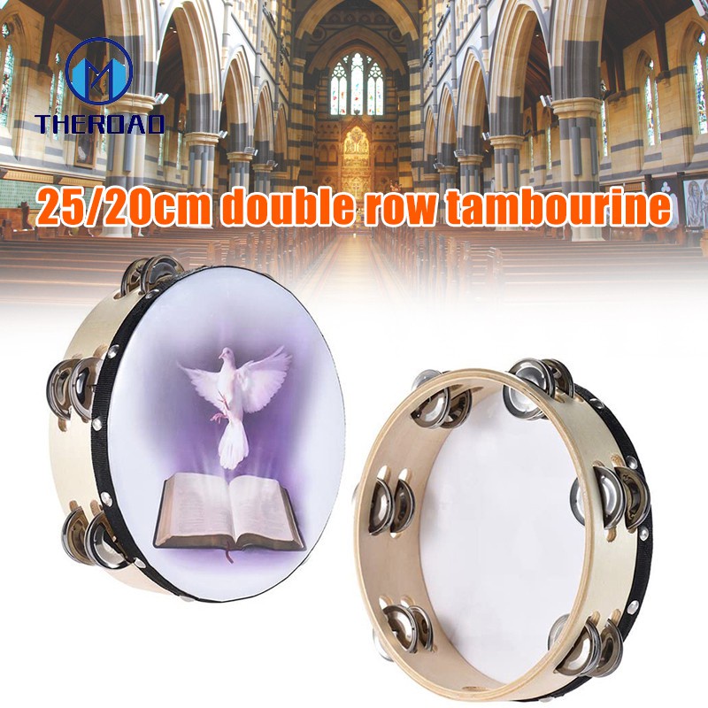 ¤COD Tambourine Double Row Jingle Percussion Instrument Church
