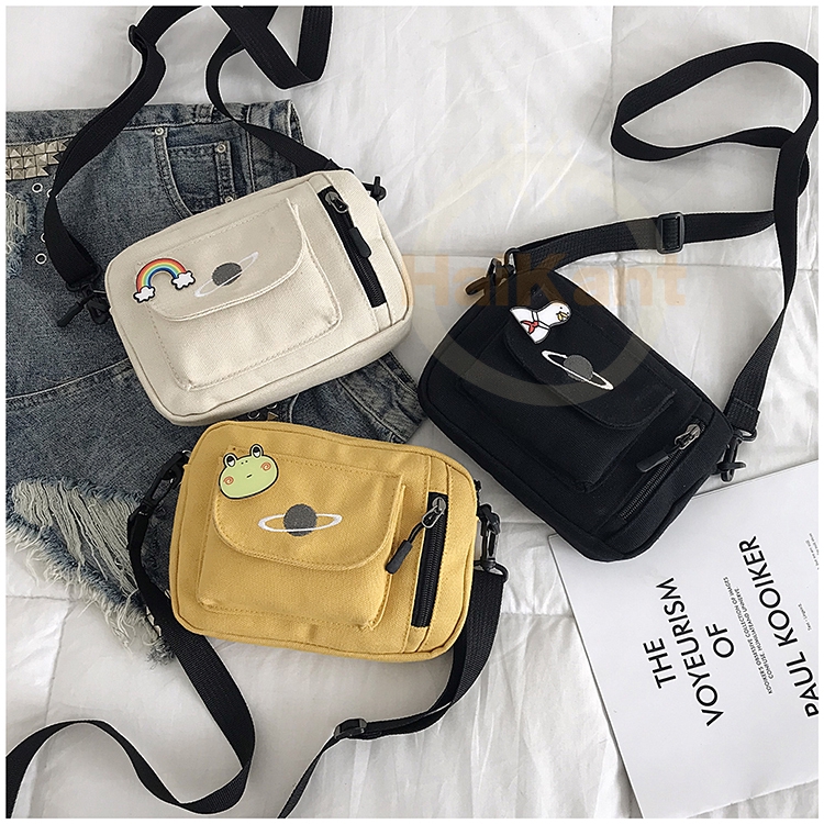 Women Canvas Bag Korean Fashion INS Hot Small Square Shouder Sling Bags ...