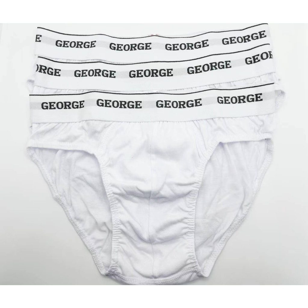 8812# GEORGE Men's Briefs 3in1/ All White | Shopee Philippines