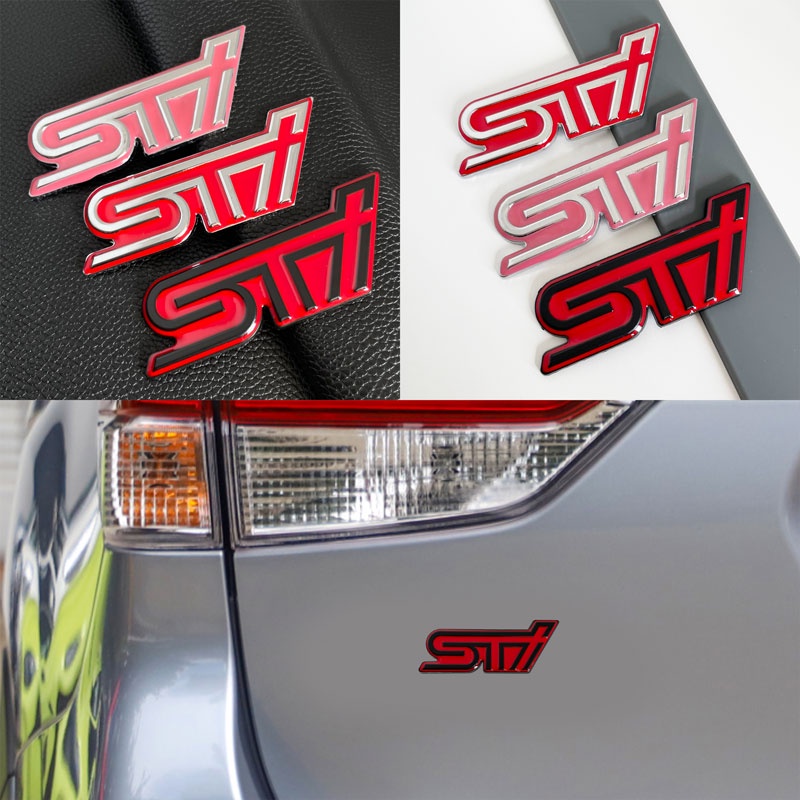 3D Metal Auto Car Stickers STI Emblem Badge Decals Car Body Sticker ...