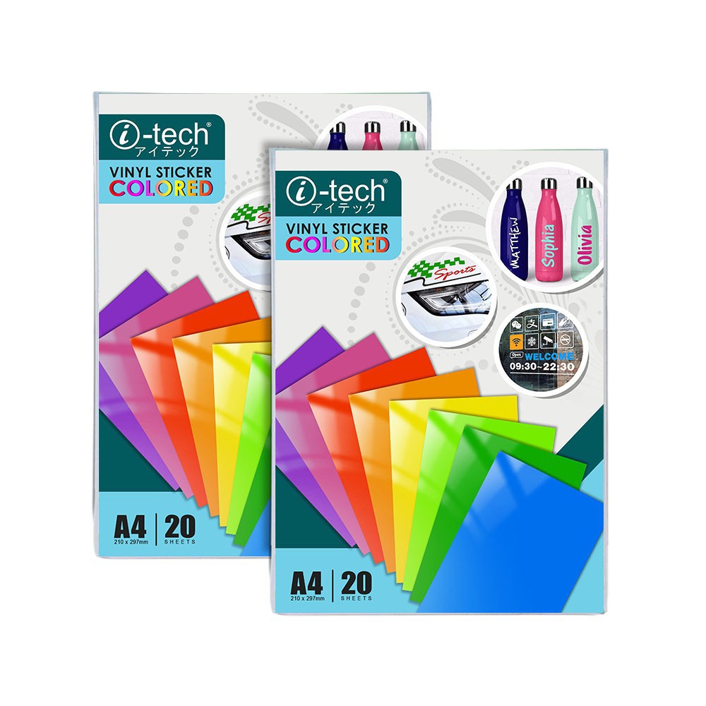 i-tech Colored Vinyl Sticker A4 size PVC Vinyl Sticker 20 sheet ...