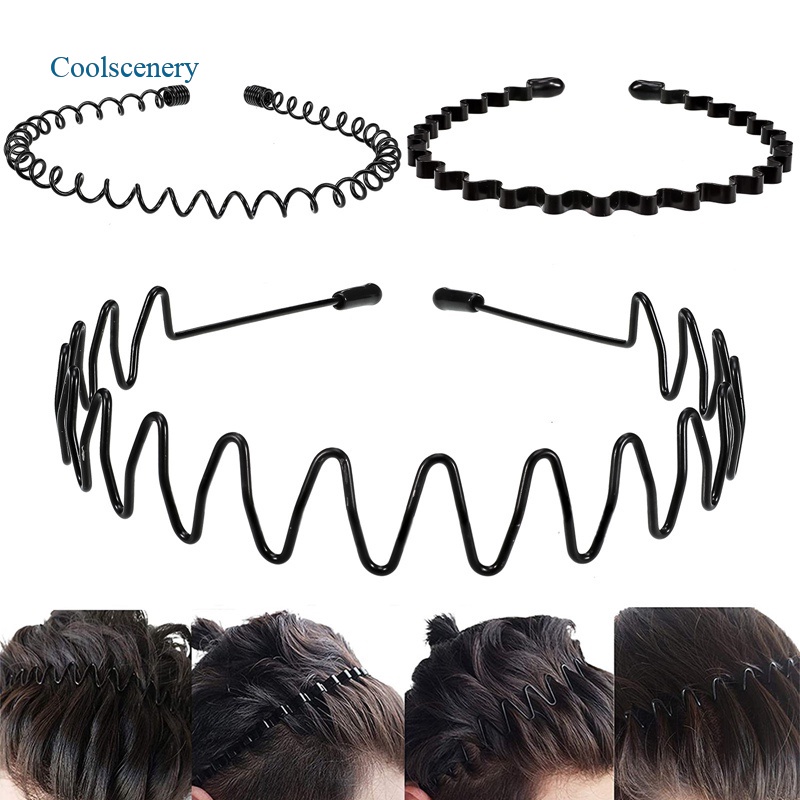 Coolscenery 3Pcs/Set Men's Hair Band Headband Simple Korean Style Back