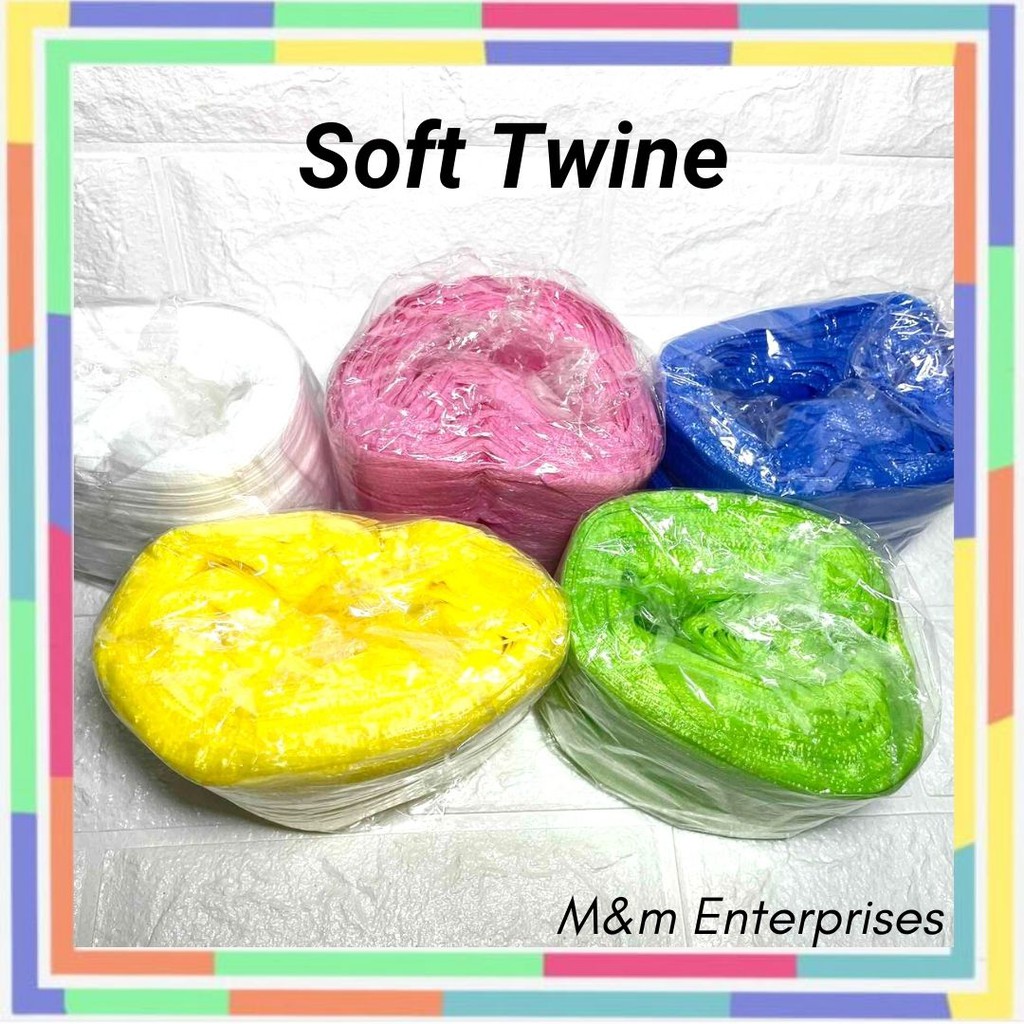 SOFT PLASTIC TWINE (Straw) 50g - Blue, Green, Pink, Yellow, and White