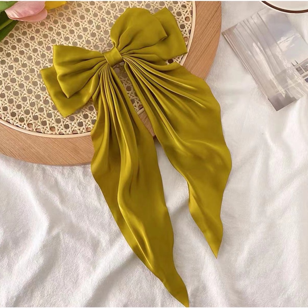 Korea Elegant Long Bow Hairpin Large Ribbon Hair Clip | Shopee Philippines