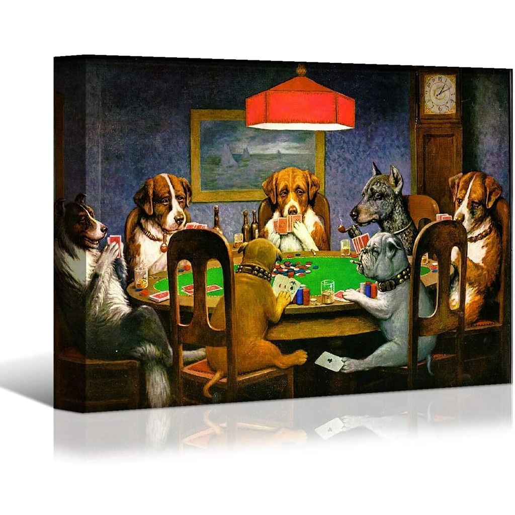 Dogs Playing Poker Cards Canvas Prints Wall Artfunny Famous Painting 