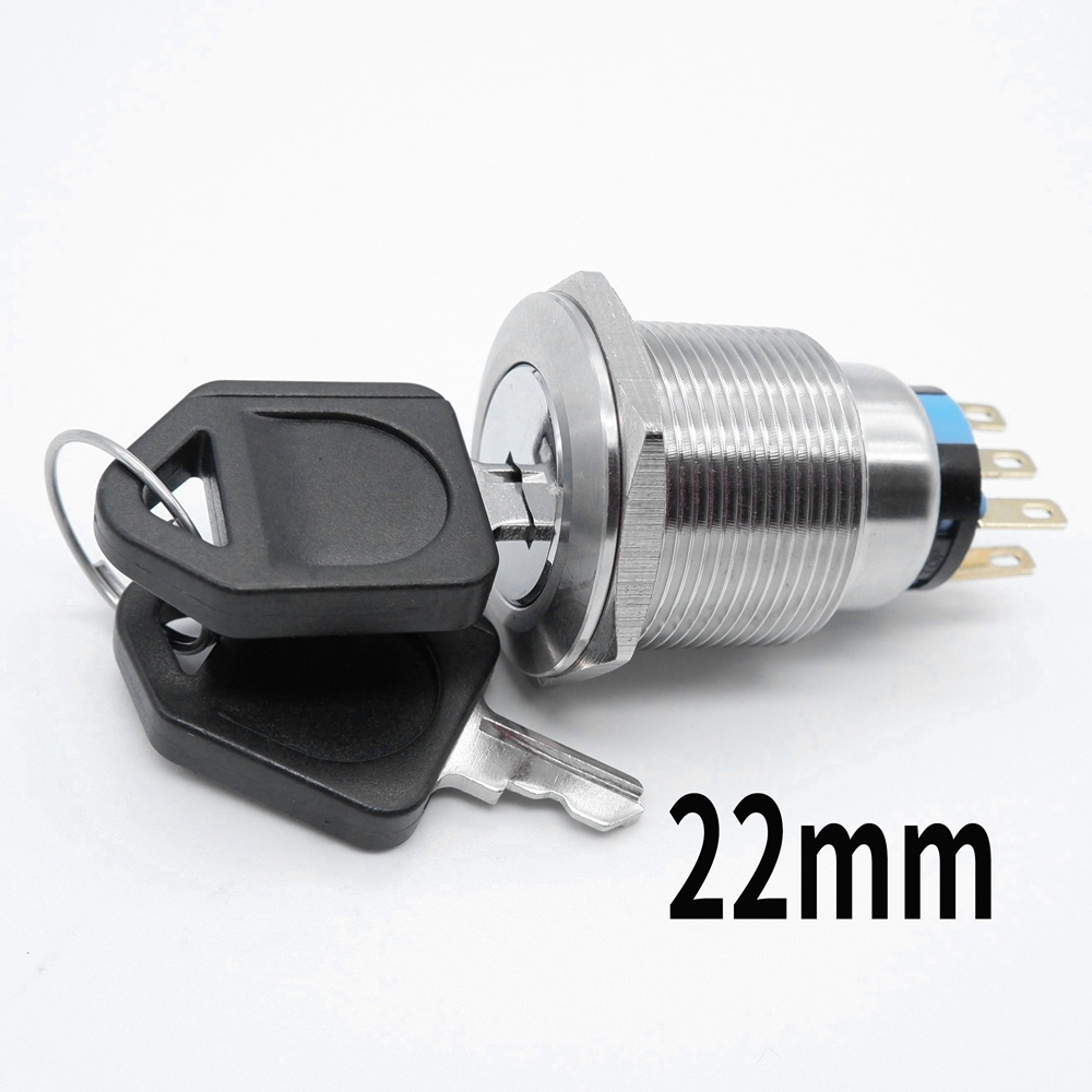 16mm 19mm 22mm Metal Rotary Key Switch ON OFF 2/3 Position Waterproof
