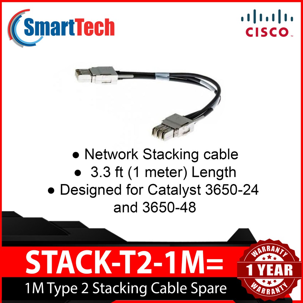 Cisco Catalyst 3650 Switch STACK-T2-1M= Stacking Cable
