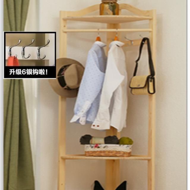 Simple Modern solid wood corner hanging wardrobe bedroom corner coat ...