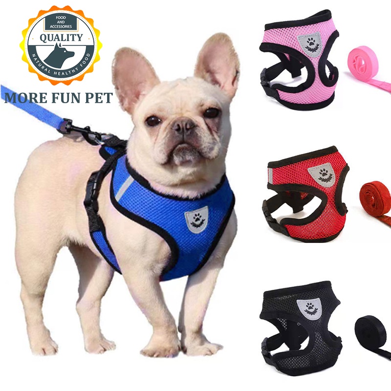 Dog Harness with Leash Puppy Fashion Mesh Vest + Leash Lead Set ...