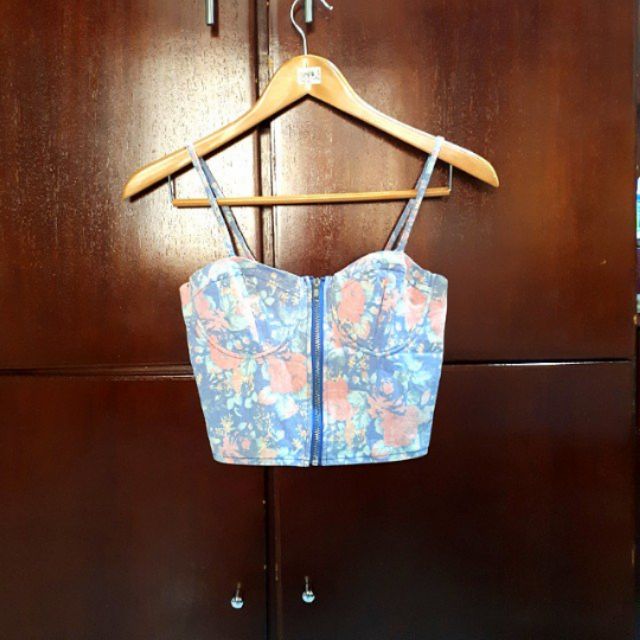 Forever 21 Flowery Midrib Corset Top Shopee Philippines