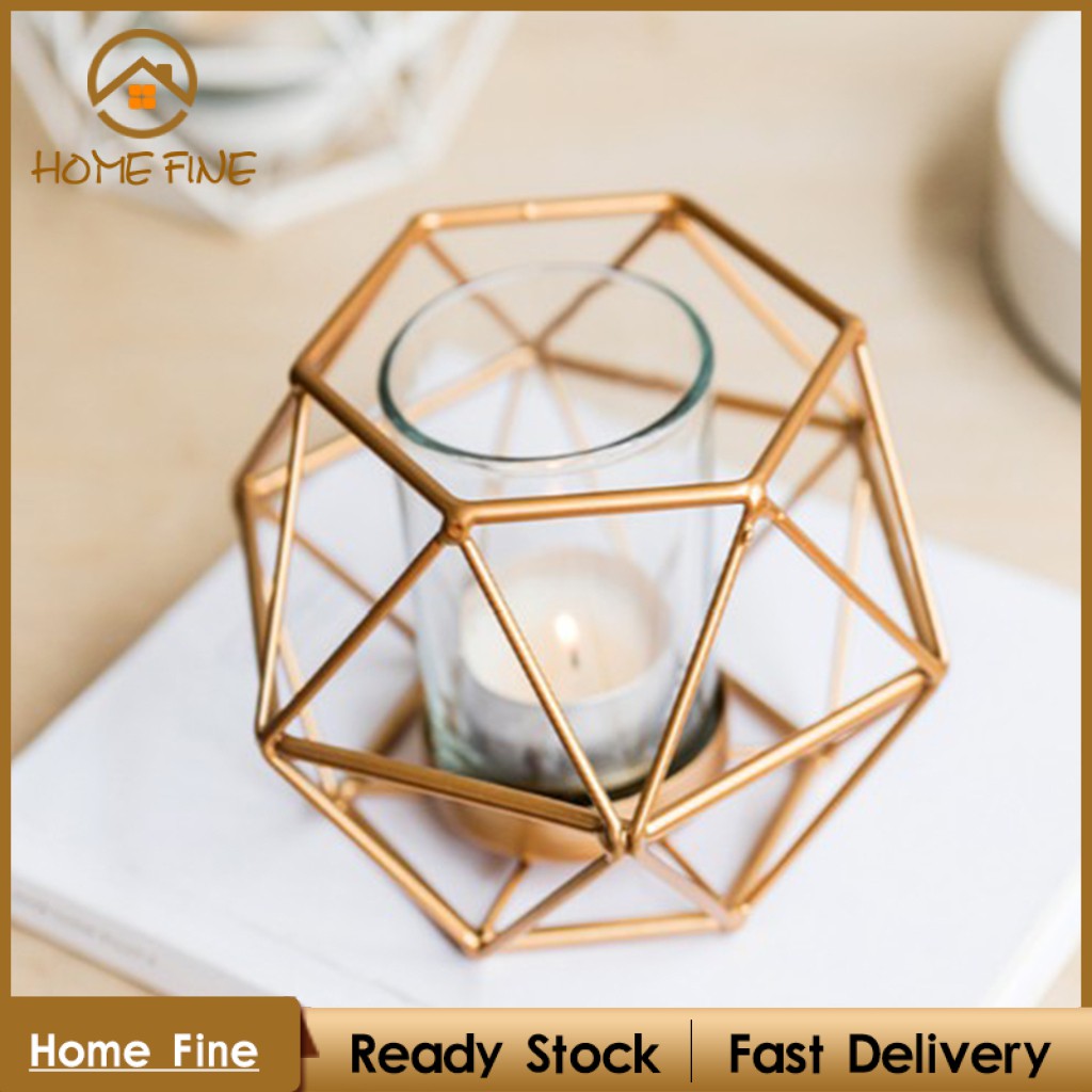 Home Nordic 3D Geometric Candlestick Metal Wall Candle Holder Sconce ...