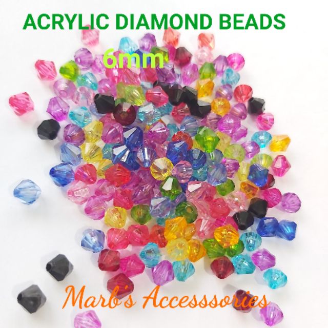 ACRYLIC DIAMOND BEADS 6MM