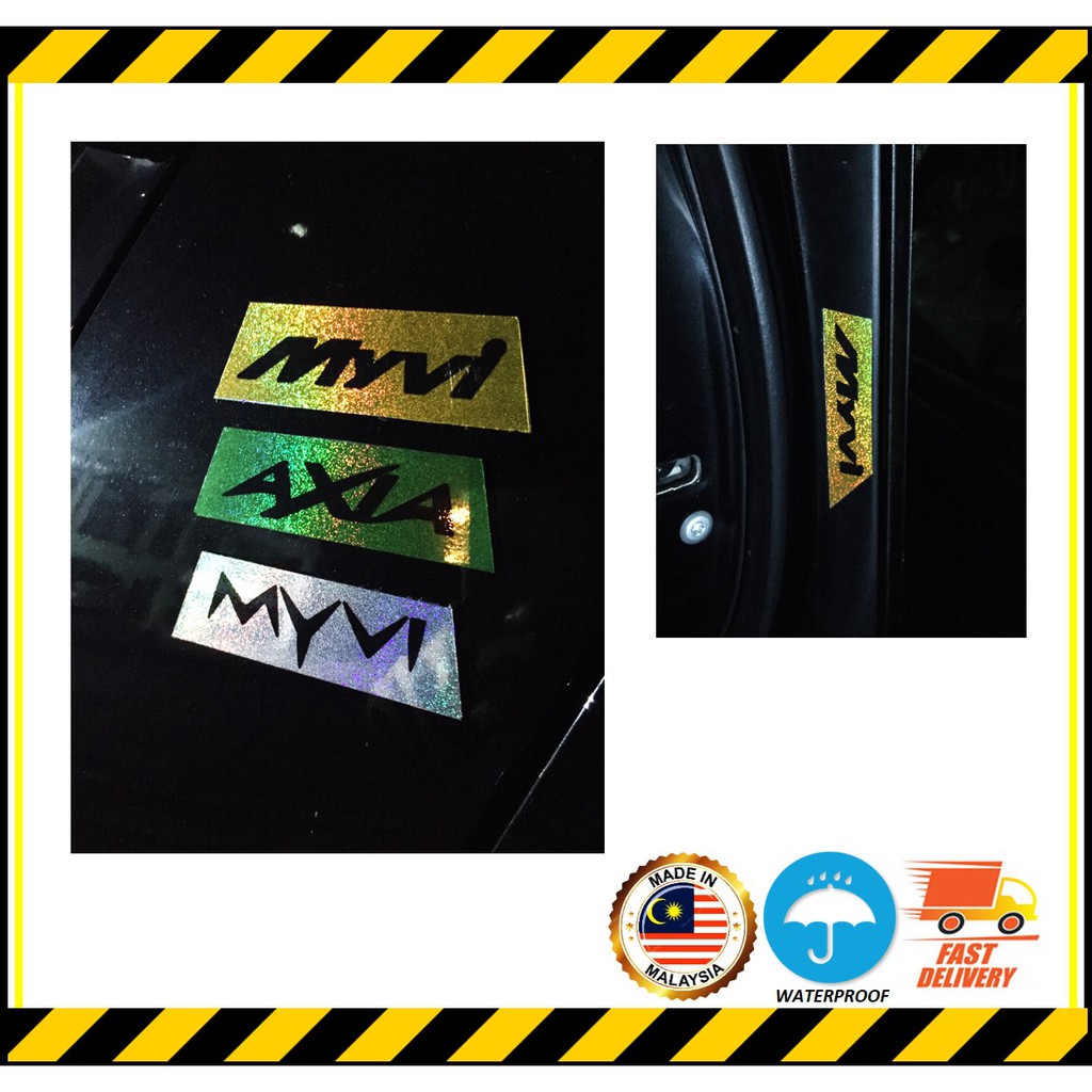 4 x Pcs MYVI Reflective Sticker. PERODUA Reflective Warning Sticker ...