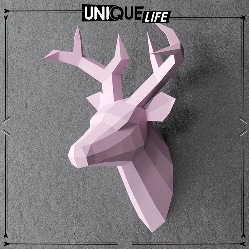 [ appliances]Deer Head 3D Geometric DIY Paper Sculpture Papercraft Art ...