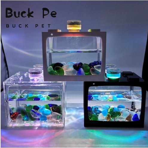 Mini Aquarium Building Blocks Fish Tank Building Blocks LED | Shopee ...