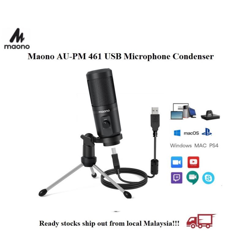 Maono AU-PM461 USB Microphone Condenser Recording PC Mic | Shopee ...