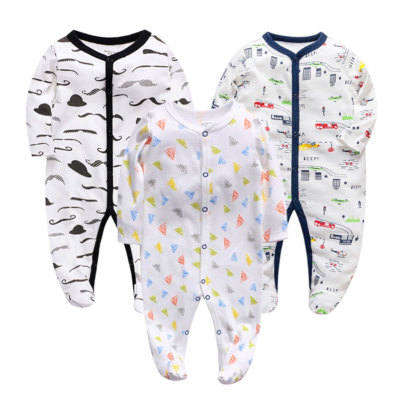 Newborn Baby Boys Footed Pajamas Frogsuit Cotton Long Sleeve Romper  Jumpsuit Sleeper Sleep and Play