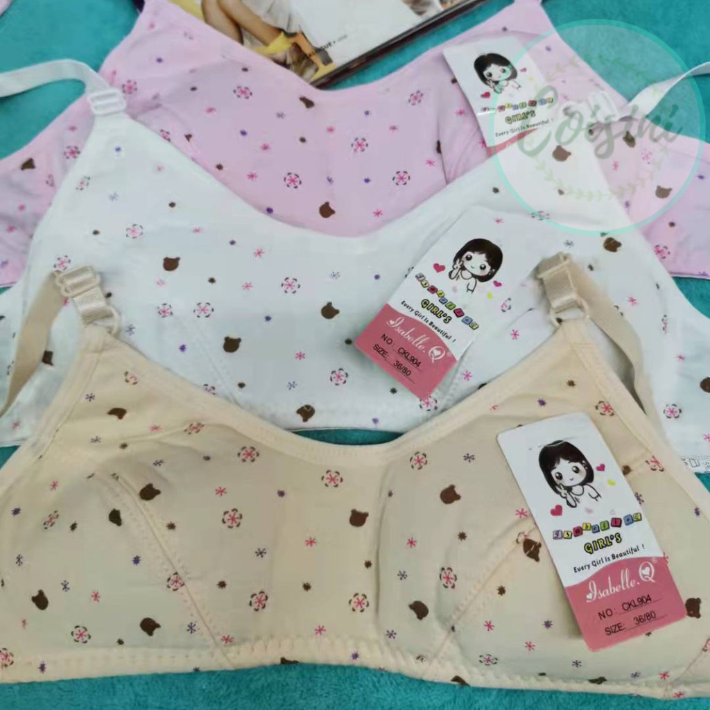 COD 3 pcs Assorted Color/Design Teenager Girls Baby bra cotton inner ...