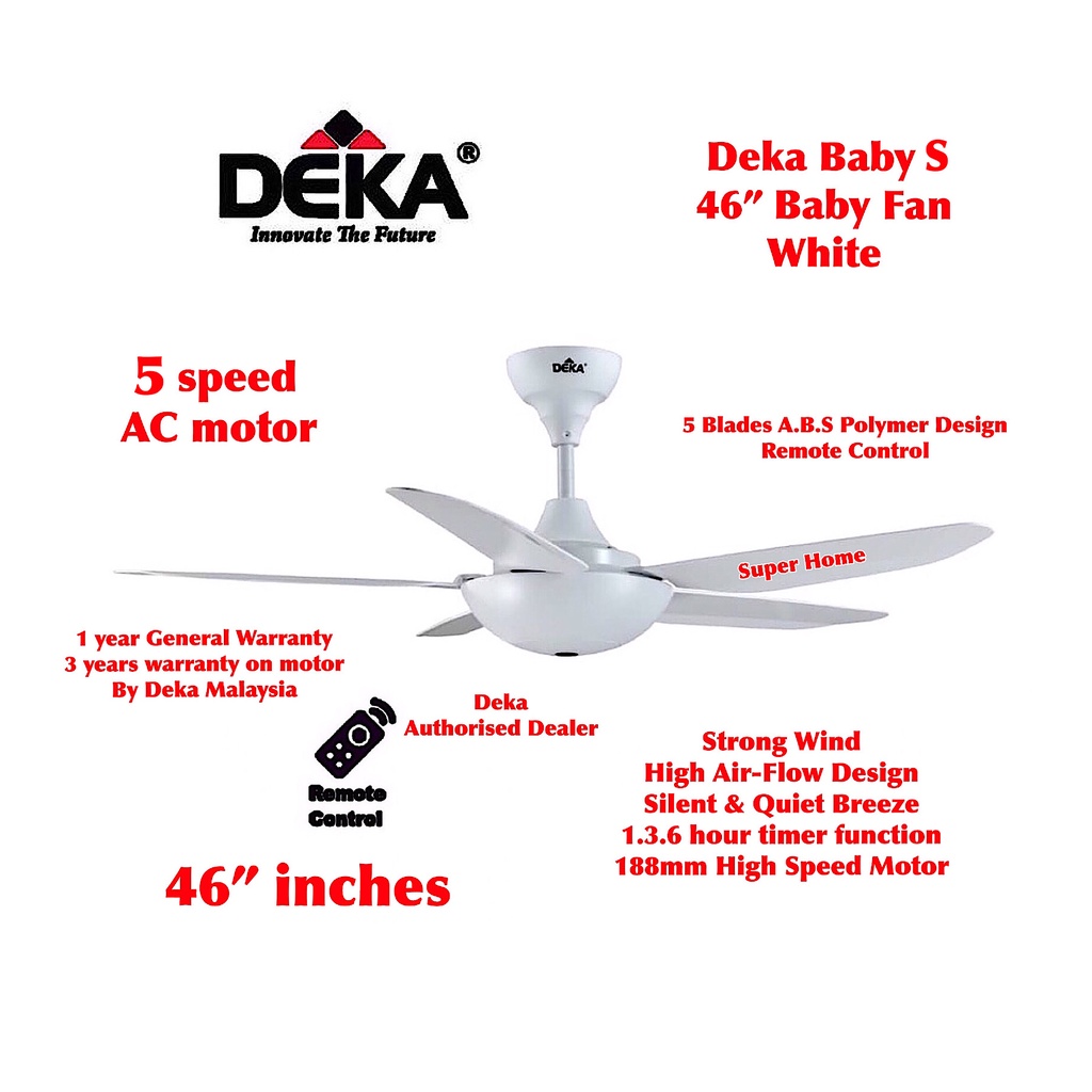 Deka Baby Fan Remote Control 46 inches 5 Blades Baby Ceiling Fan Baby