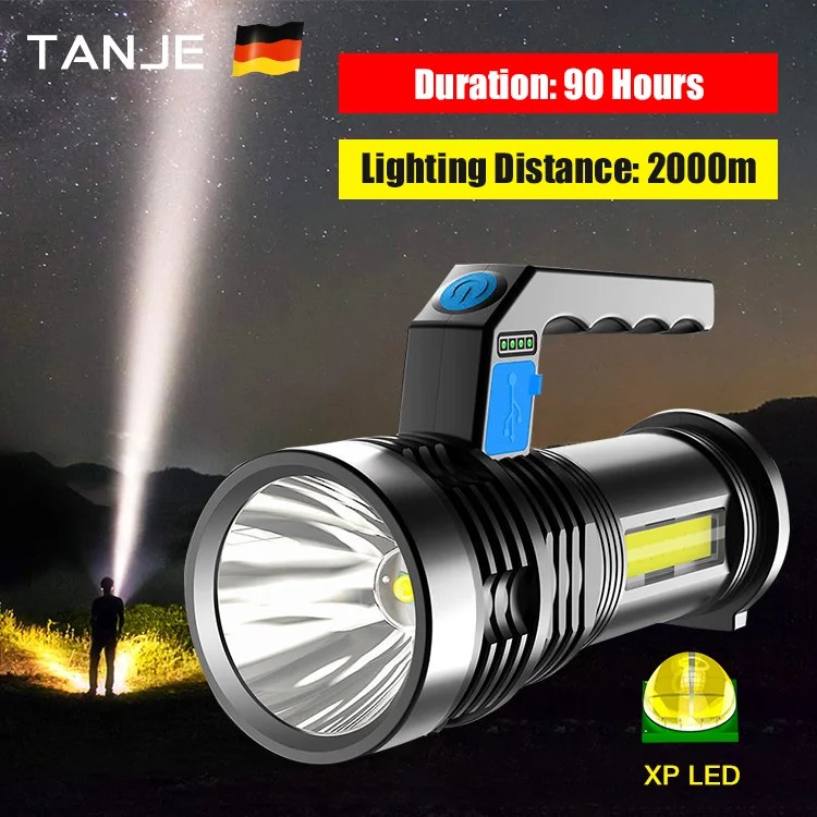 TANJE High Power Super Bright LED Searchlight Outdoor Handheld Portable ...