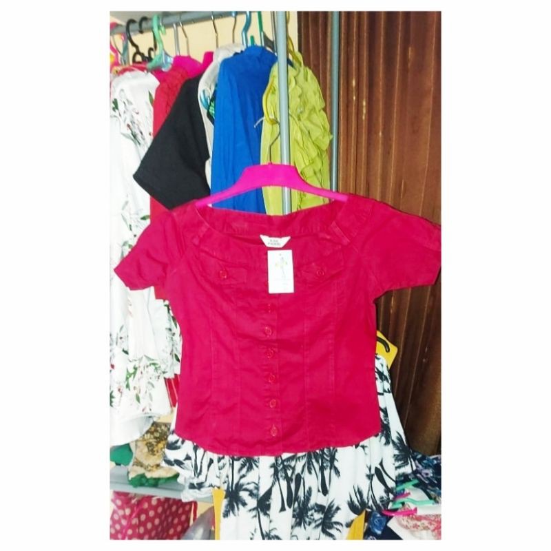 MERAH Korean style red top for women | Shopee Philippines