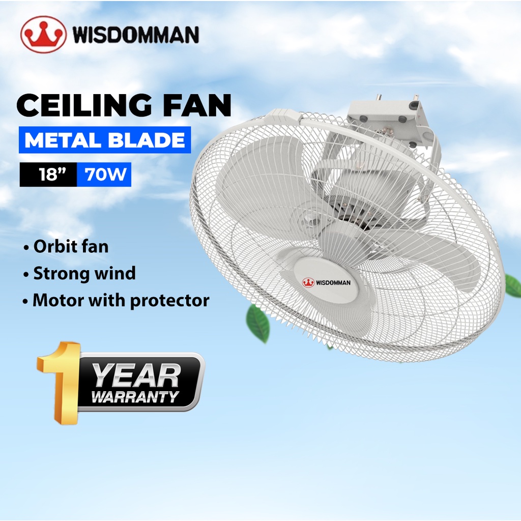 WISDOMMAN WSOF18 Metal Blade Orbit Fan Ceiling Fan Industrial Electric