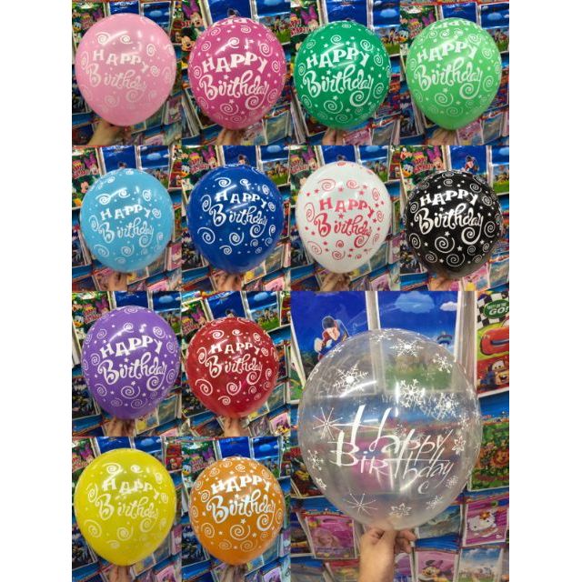 12" Happy Birthday Printed Latex Balloon Mix Colors Balloons Birthday ...