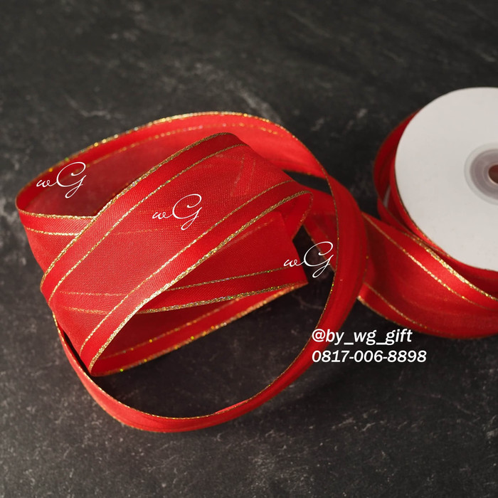 MERAH Transparent Red Ribbon 1; Width 3.8 cm; Length 25 yards | Shopee ...