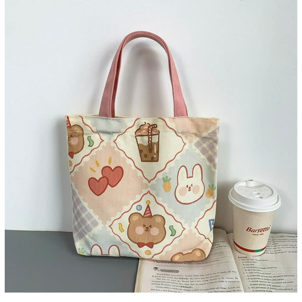 Canvas Tote Bag Shopping Bag Small Cloth Bag Lunch Box Bag | Shopee ...