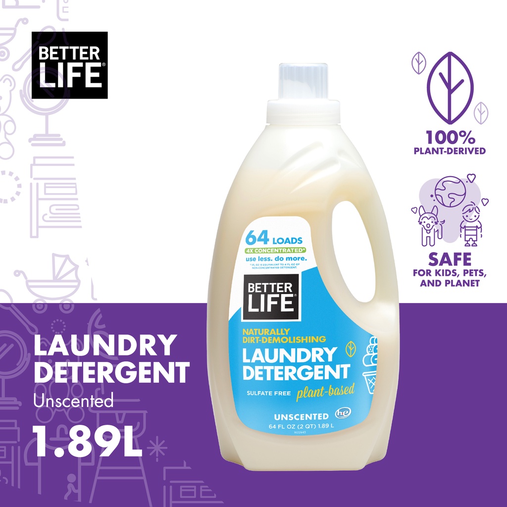 Better Life Natural Laundry Detergent, Unscented, 64 oz 