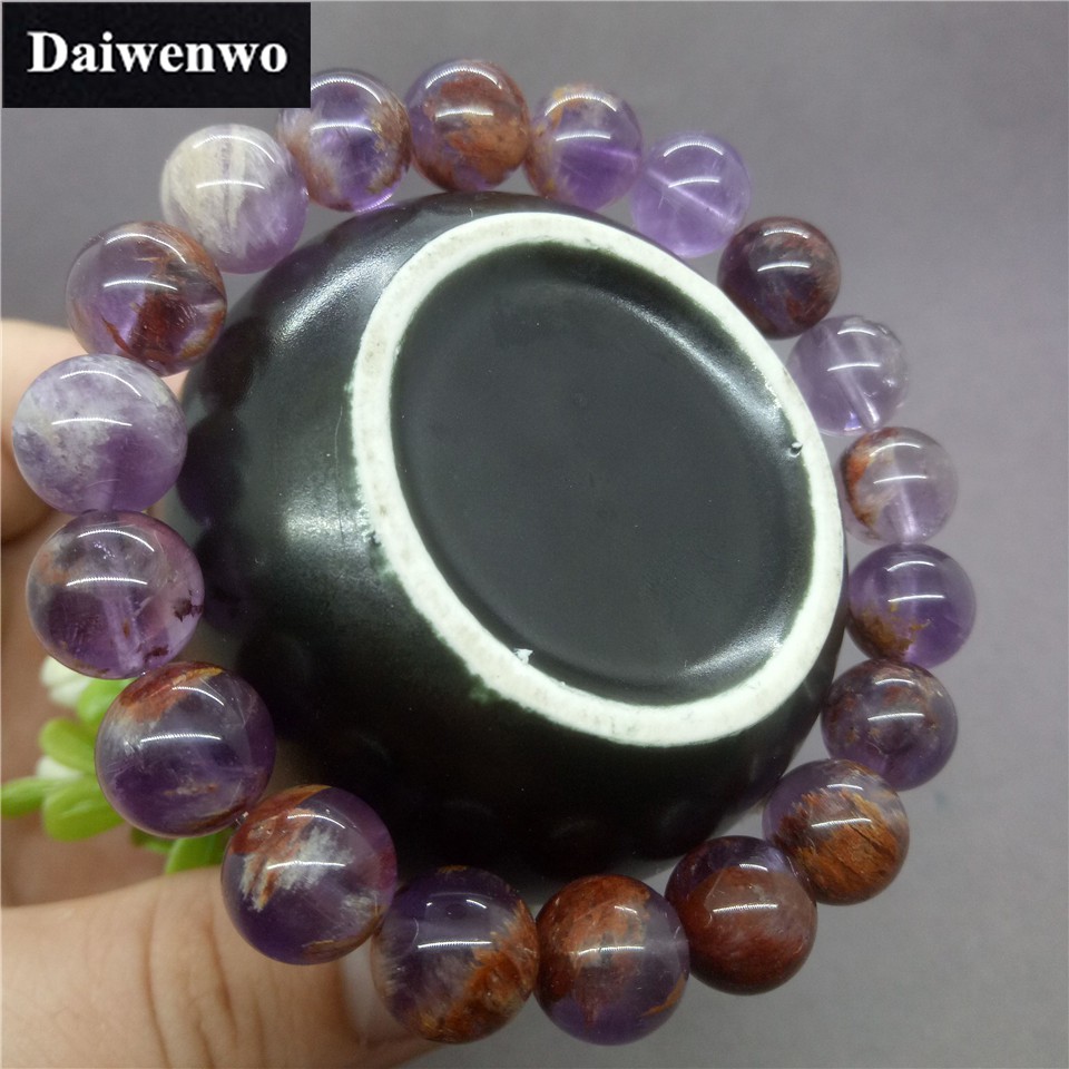 Natural Stone Purple Phantom Quartz Beads Bracelet for Women Female Gift  紫幽灵手链
