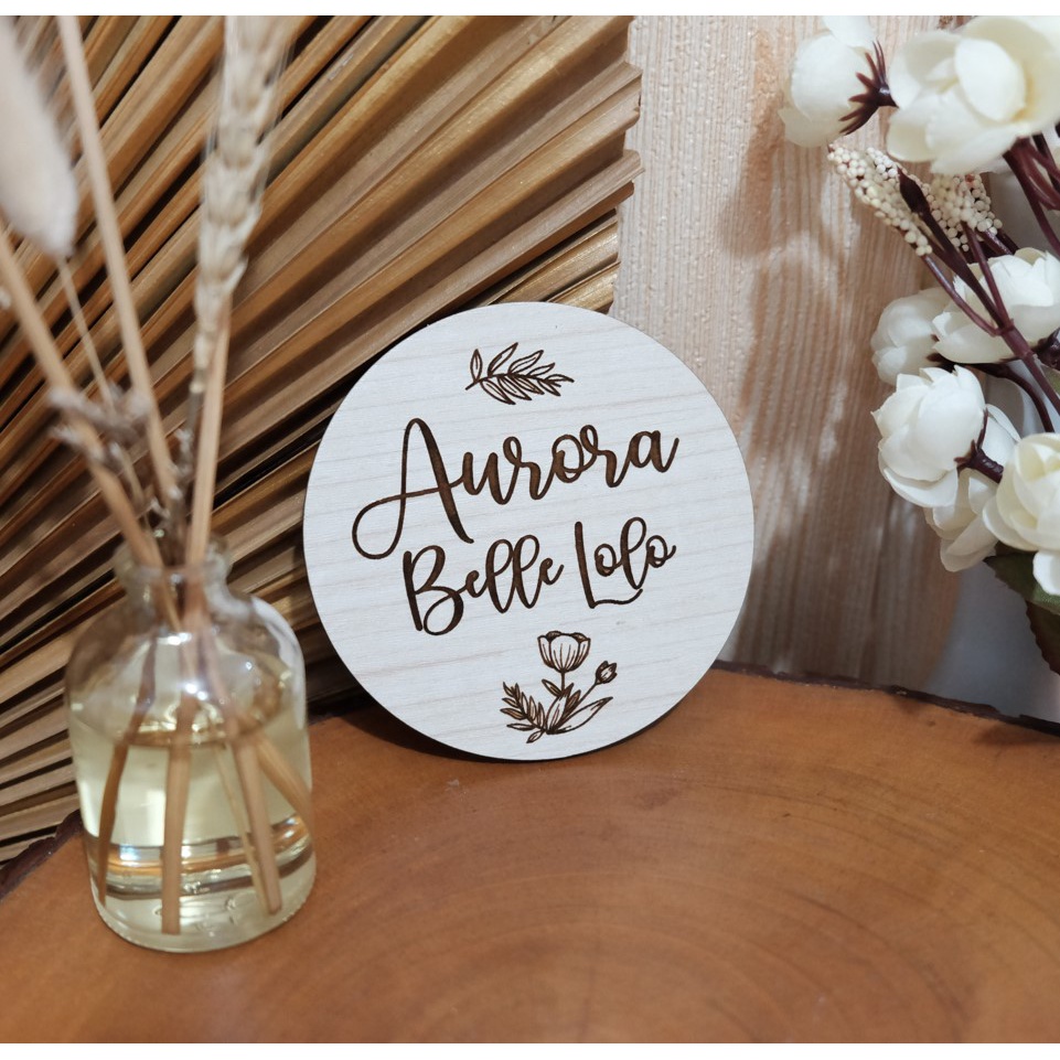 Round Wooden Sign Baby Name | Photo Props New born | Shopee Philippines