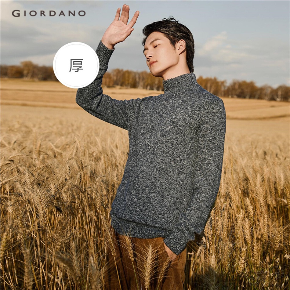 GIORDANO Men Chunky Turtleneck Cotton Sweater 18052615 Shopee Philippines