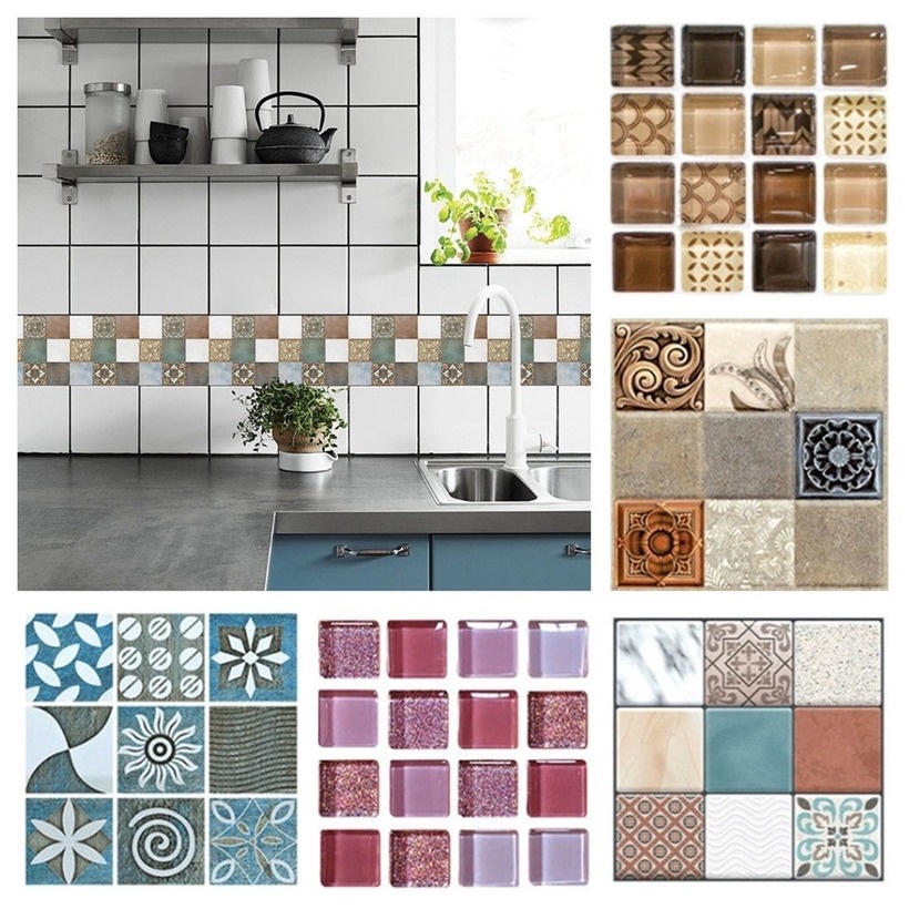 Mosaic Tiles Wall Sticker Printed In 3D Kitchen Bathroom Home Decor ...