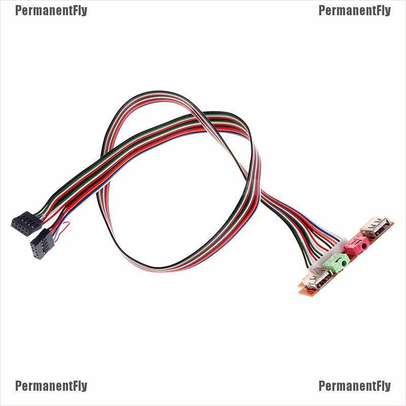 PermanentFly 2 USB PC Computer Case Front Panel USB Audio Port Mic Earphone Cable 6.8cm Shopee