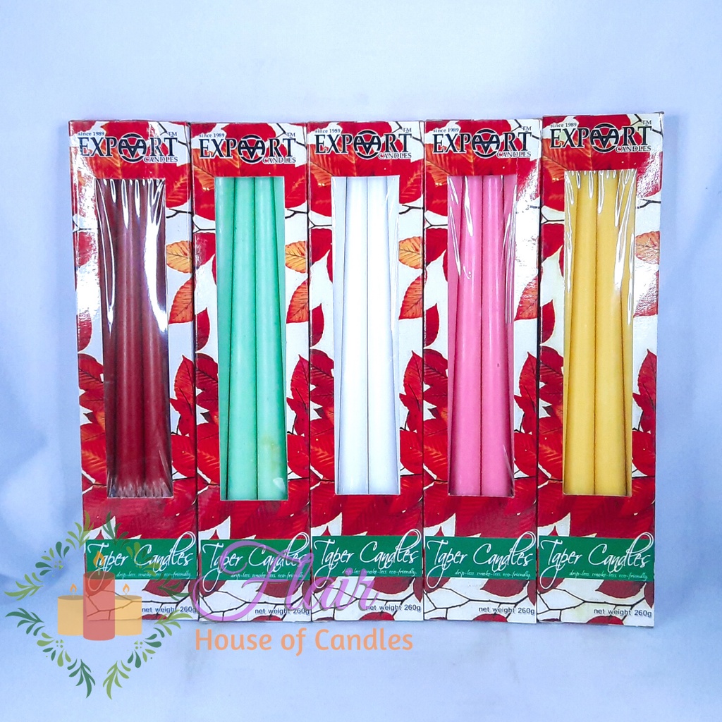 Flair Elegant Taper Candle 12 Inches Smokeless and Dripless Decorative Colored Candle (4pcs per