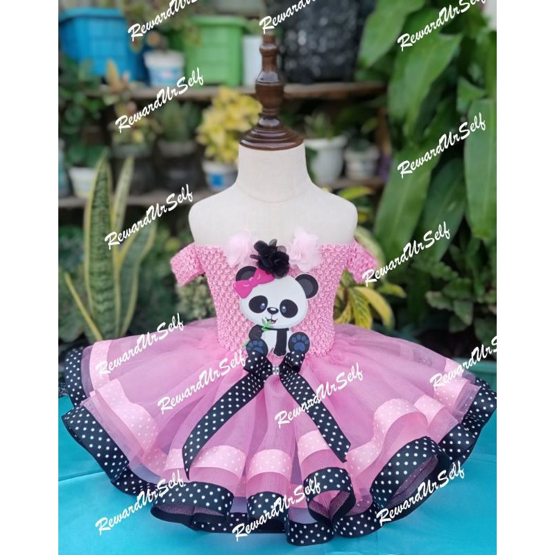 Panda inspired tutu dress 1 7 years old shoes13cm headdress