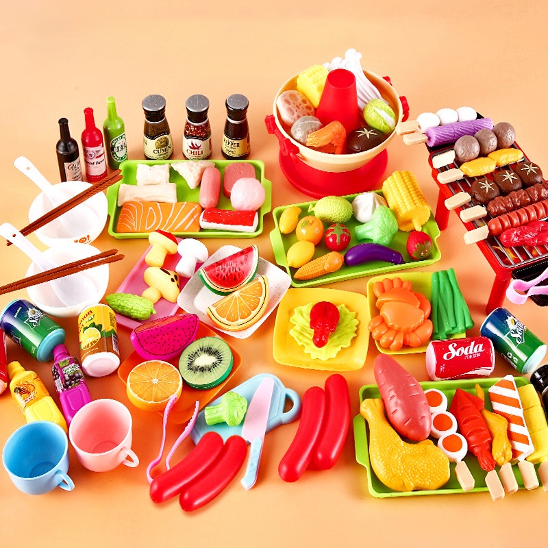 Children Pretend Play Kitchen Toys Simulation Food Hot Pot Cooking