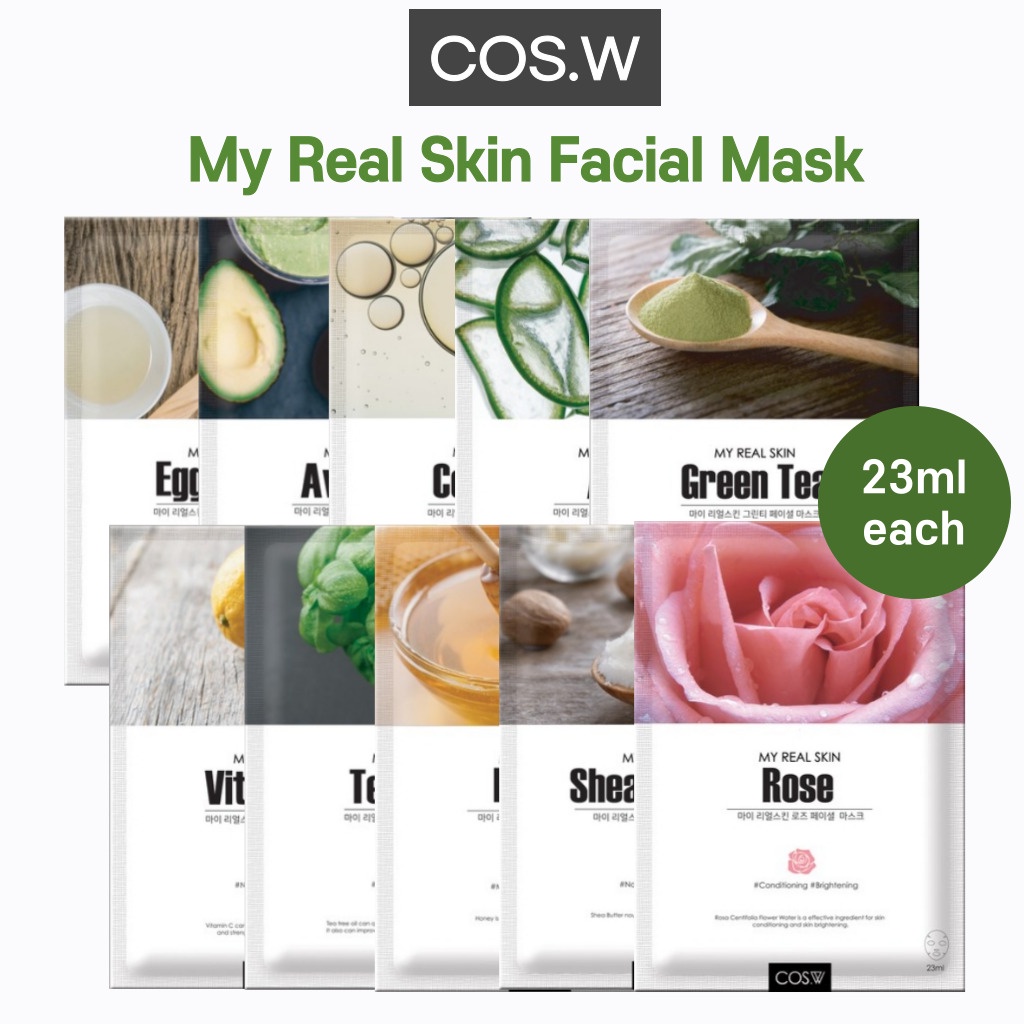 COS.W My Real Skin Facial Mask 23ml Each Face Mask Sheet Korea Essence
