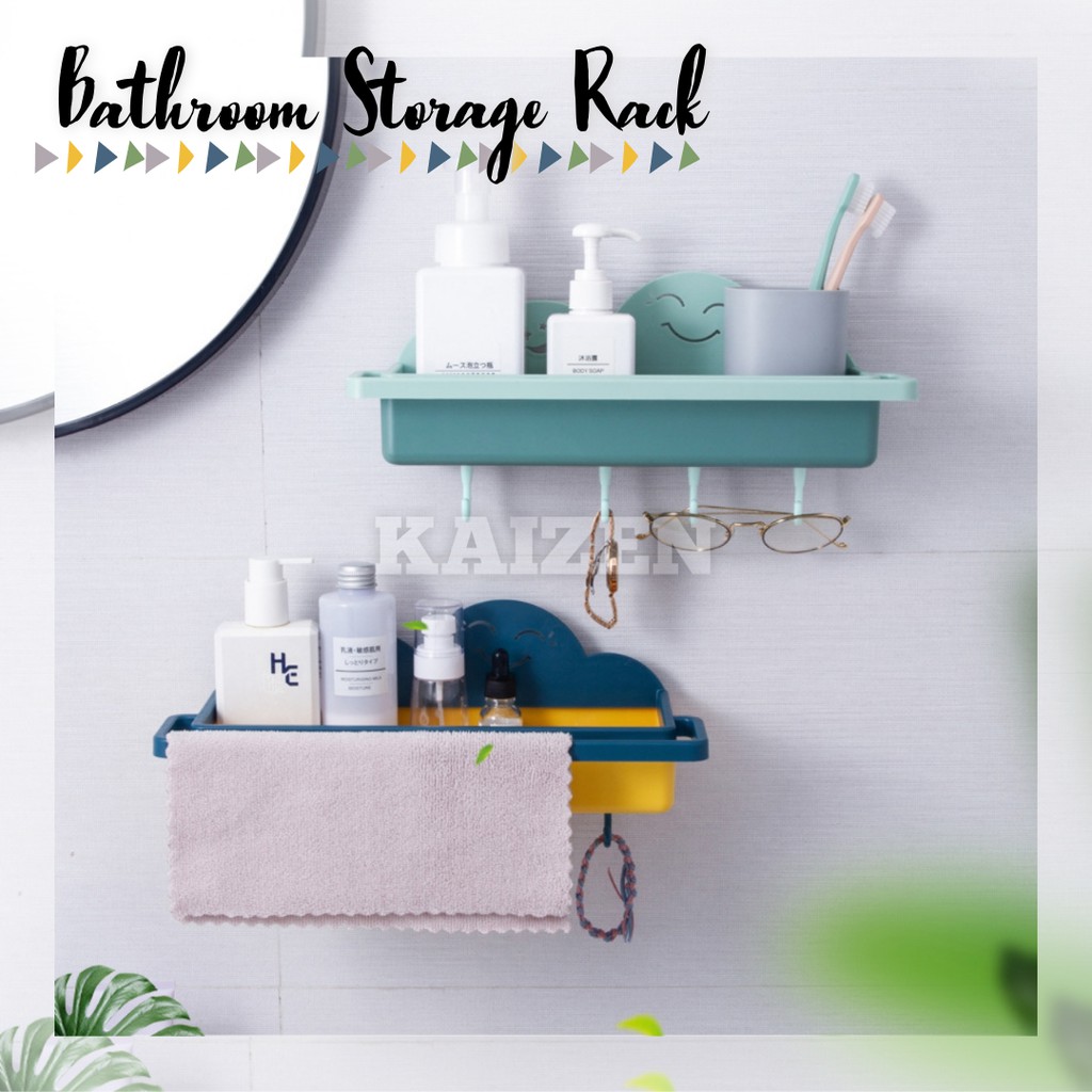 KAIZEN Bathroom Unique Wall Mounted Sticky Shelving Smiley Storage Rack ...