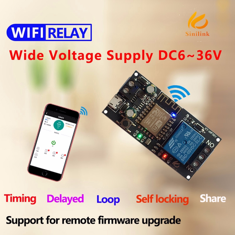 Sinilink WIFI Mobile Phone Remote Control Relay Module DC 6V-36V Smart ...