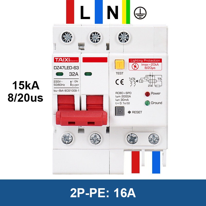DZ47LE Residual current circuit breaker with surge protector RCBO small