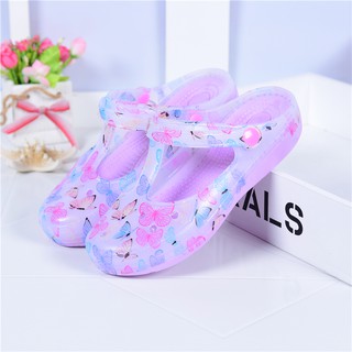 Summer Candy Color Thick Sandals Flower Woman Croc Anti-Skid Hole Jelly  Shoes Flat Creepers Garden | Shopee Philippines