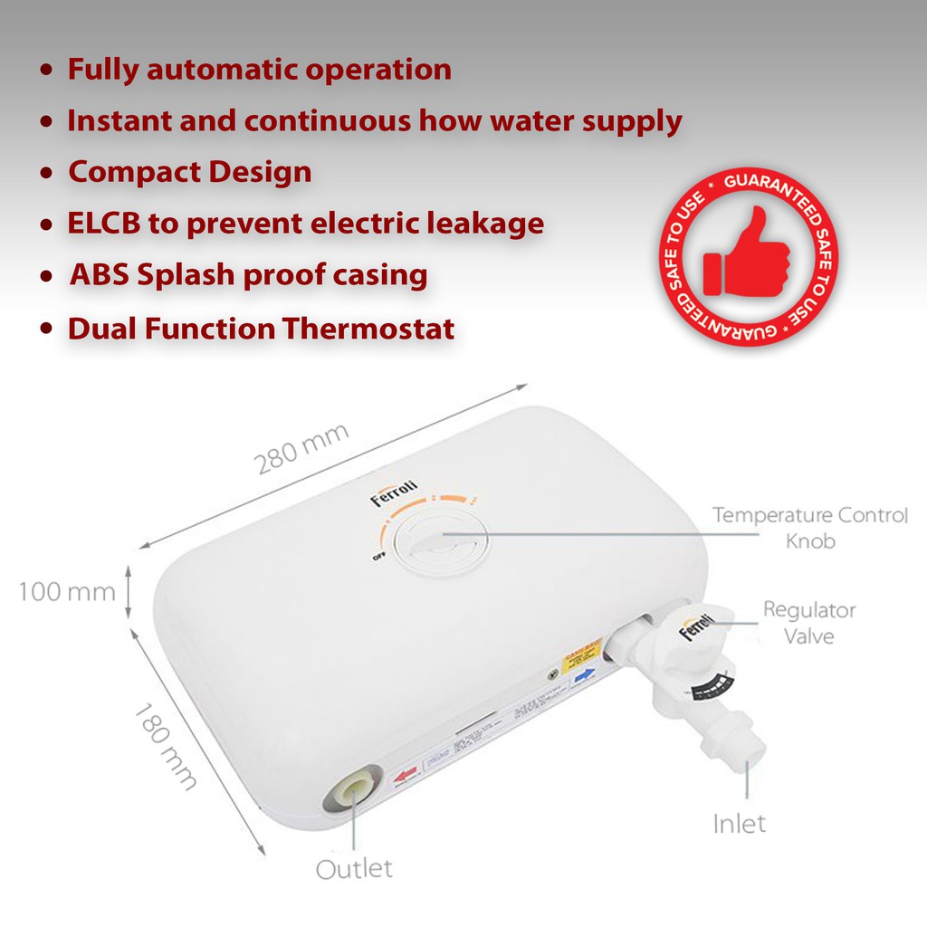 Ferroli Rita - Singlepoint Water Heater/Shower Heater (4.5kW) Ecotherm |  Shopee Philippines