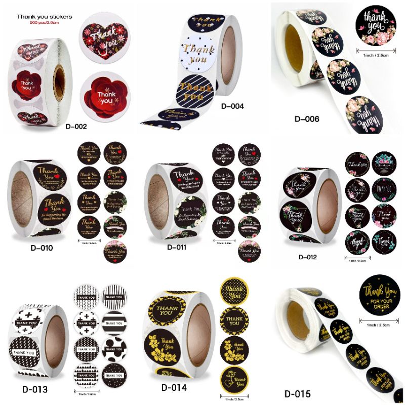 500pcs/roll Thank You Flower Round Seal Stickers Handmade Seal Label ...